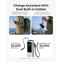 Powerbank ANKER 25.000mAh s integriranim USB-C kabelom, 165W, srebrni