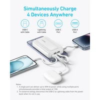 Powerbank ANKER Zolo 10.000mAh, 30W s integriranim USB-C i Lightning kabelima, bijeli Powerbank ANKER Zolo 10.000mAh, 30W s integriranim USB-C i Lightning kabelima, bijeli