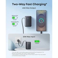 Powerbank ANKER Nano 10.000mAh, 45W s integriranim USB-C kabelom, crni