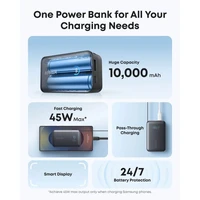 Powerbank ANKER Nano 10.000mAh, 45W s integriranim USB-C kabelom, crni