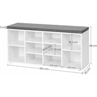 Klupa VASAGLE za cipele, 104x30x48cm Klupa VASAGLE za cipele, 104x30x48cm