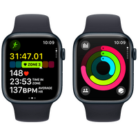 Pametni sat APPLE Watch Series 9 45mm, Black, Black Silicone Strap M/L (MR9A3)