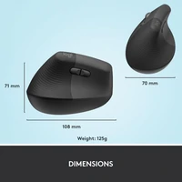 Miš LOGITECH Lift, ergonomski, za ljevake, crni