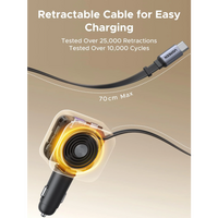 Punjač UGREEN za auto, 145W, s ugrađenim USB-C kabelom