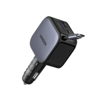 Punjač UGREEN za auto, 60W, s ugrađenim USB-C kabelom