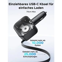Punjač UGREEN za auto, 60W, s ugrađenim USB-C kabelom