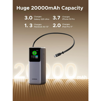 Prijenosna punjiva baterija UGREEN, 20.000mAh, 165W, s pametnim digitalnim zaslonom i ugrađenim kabelom