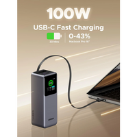 Prijenosna punjiva baterija UGREEN, 20.000mAh, 165W, s pametnim digitalnim zaslonom i ugrađenim kabelom