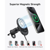 Auto punjač ANKER MagGo, bežični, 15 W, s ugrađenim USB-C kabelom