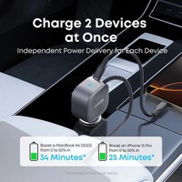 Auto punjač ANKER Nano, 75 W, s integriranim kabelom