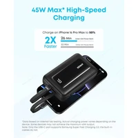 Prijenosna baterija ANKER Zolo, 20.000mAh, 45W, s ugrađenim USB-C kabelom, crna
