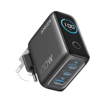 Punjač ANKER, 100 W, GaN, 3 porta, Smart Display, tamno sivi