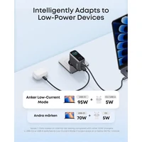 Punjač ANKER, 100 W, GaN, 3 porta, Smart Display, srebrni