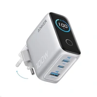 Punjač ANKER, 100 W, GaN, 3 porta, Smart Display, srebrni