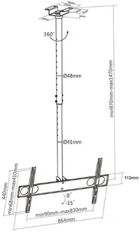 Nosač za TV MANHATTAN, stropni, 37"-70"