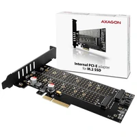 PCIe adapter AXAGON PCEM2-D, PCIe 4.0 x4, 2xM.2 SSD, NVMe + SATA