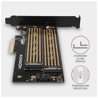 PCIe adapter AXAGON PCEM2-D, PCIe 4.0 x4, 2xM.2 SSD, NVMe + SATA