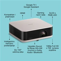 Projektor EPSON EF-61R, 3LCD/RGB-LED, FHD 1920x1080px, HDR10, 700 lm, HDMI, USB, WiFi 6, Bluetooth, Bose zvučnici, Google TV, ružičasti