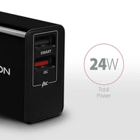 Zidni punjač AXAGON ACU-QS24, 2xUSB-A, QC 3.0, 24W, crni