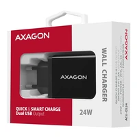 Zidni punjač AXAGON ACU-QS24, 2xUSB-A, QC 3.0, 24W, crni