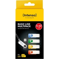 USB stick 32GB, INTENSO Basic Line, USB 2.0, set 5 komada, višebojni