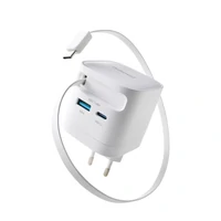 Punjač INTENSO 65W GaN, s ugrađenim USB-C kabelom, bijeli