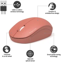 Miš PORT Office, bežični, USB-A/USB-C, narančasti