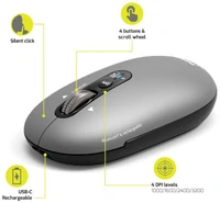 Miš PORT Pure Mac, bežični/Bluetooth, punjivi, svijetlosivi
