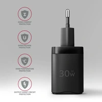 Zidni punjač AXAGON ACU-PQ30, USB-A + USB-C, PD 3.0, PPS, QC 4+, 30W, crni