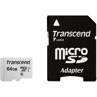 Memorijska kartica TRANSCEND 300S 64GB, microSDXC, Class 10, UHS-I + adapter