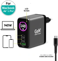 Zidni punjač PORT, 140W, GaN2, USB-C kabel 2m