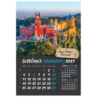 Kalendar "Putujem Europom 2027" 13 listova, spirala